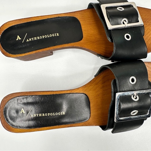Anthropologie Open Toe Buckle Sandals Black SZ 37 - Picture 8 of 12